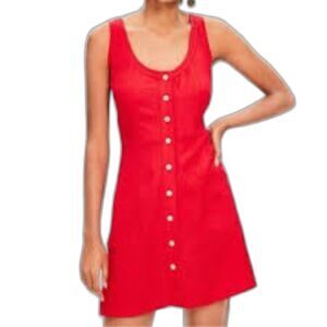 Loft Linen Blend  Red Tank Dress - Size